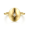 14K Yellow Gold Oval Medallion Ring with Diamond Star Center - LR51828Y45JJ-Gabriel & Co.-Renee Taylor Gallery