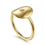 14K Yellow Gold Oval Medallion Ring with Diamond Star Center - LR51828Y45JJ-Gabriel & Co.-Renee Taylor Gallery