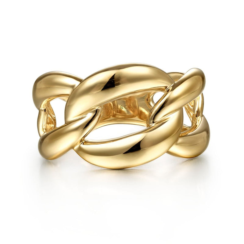 14K Yellow Gold Chain Link Ring - LR51880Y4JJJ-Gabriel & Co.-Renee Taylor Gallery