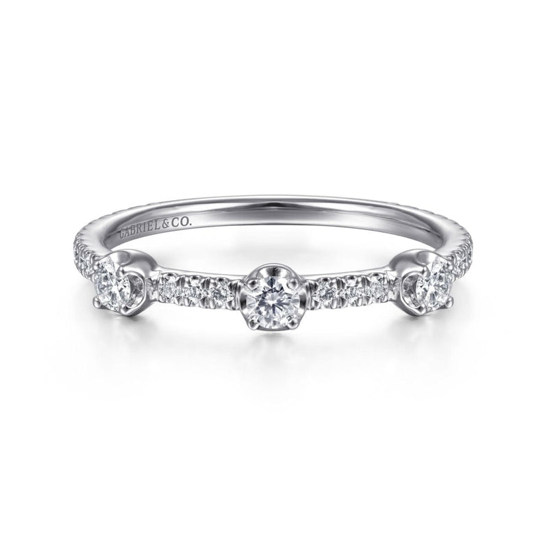 14K White Gold Diamond Station Stackable Ring - LR51907W45JJ-Gabriel & Co.-Renee Taylor Gallery