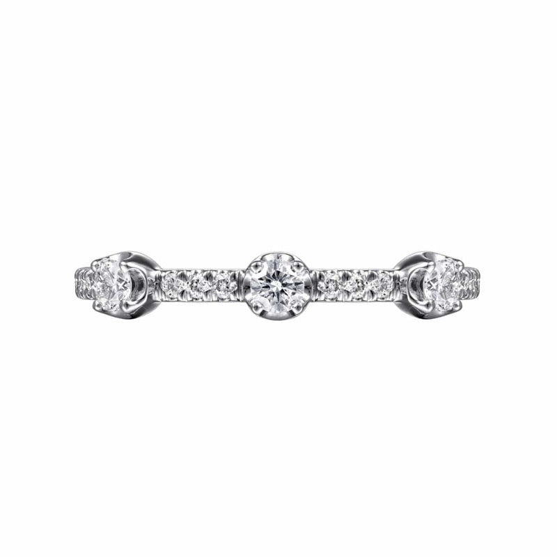 14K White Gold Diamond Station Stackable Ring - LR51907W45JJ-Gabriel & Co.-Renee Taylor Gallery