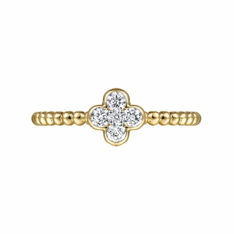 14K Yellow Gold Diamond Cluster Clover and Bujukan Ring - LR51911Y45JJ-Gabriel & Co.-Renee Taylor Gallery