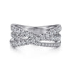 14K White Gold Diamond Criss Cross Ring - LR51992W45JJ-Gabriel & Co.-Renee Taylor Gallery