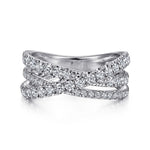 14K White Gold Diamond Criss Cross Ring - LR51992W45JJ-Gabriel & Co.-Renee Taylor Gallery