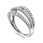 14K White Gold Three Row Diamond Ring - LR52002W45JJ-Gabriel & Co.-Renee Taylor Gallery