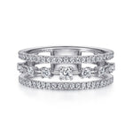 14K White Gold Three Row Diamond Station Ring - LR52008W45JJ-Gabriel & Co.-Renee Taylor Gallery