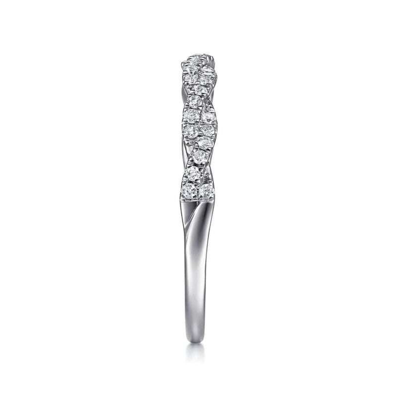 14K White Gold Twisted Diamond Band - LR52078W45JJ-Gabriel & Co.-Renee Taylor Gallery