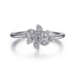 14K White Gold Floral Diamond Ring - LR52111W45JJ-Gabriel & Co.-Renee Taylor Gallery