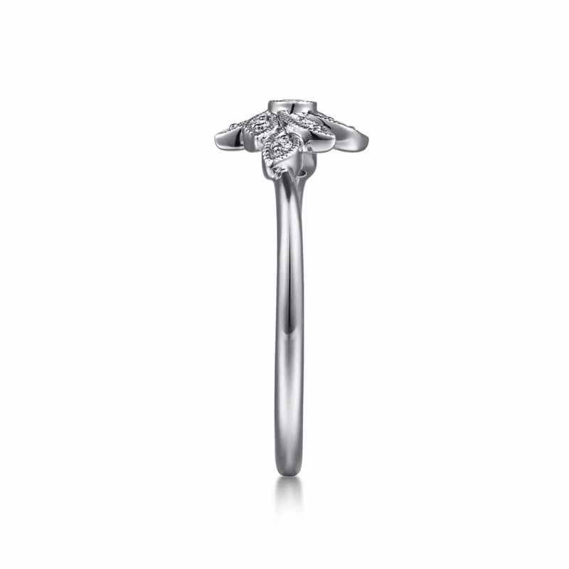 14K White Gold Floral Diamond Ring - LR52111W45JJ-Gabriel & Co.-Renee Taylor Gallery