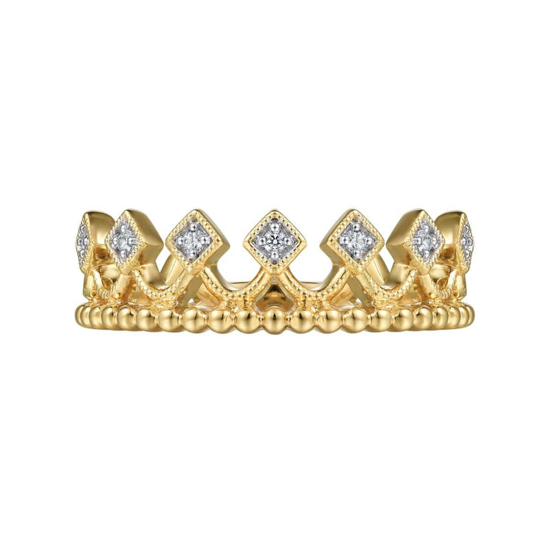 14K Yellow Gold Diamond Crown Ring - LR52156Y45JJ-Gabriel & Co.-Renee Taylor Gallery