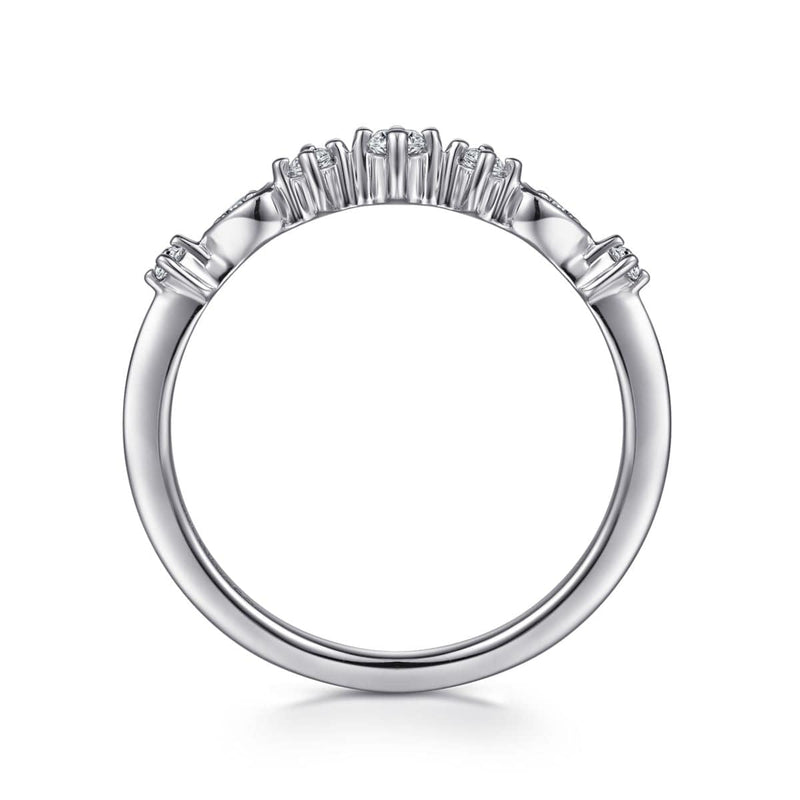 14K White Gold Single Prong Diamond Station Ring - LR52158W45JJ-Gabriel & Co.-Renee Taylor Gallery