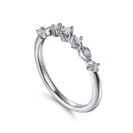 14K White Gold Single Prong Diamond Station Ring - LR52158W45JJ-Gabriel & Co.-Renee Taylor Gallery