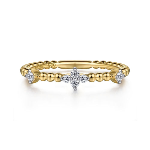 14K Yellow Gold Diamond Station Bujukan Ring - LR52159Y45JJ-Gabriel & Co.-Renee Taylor Gallery