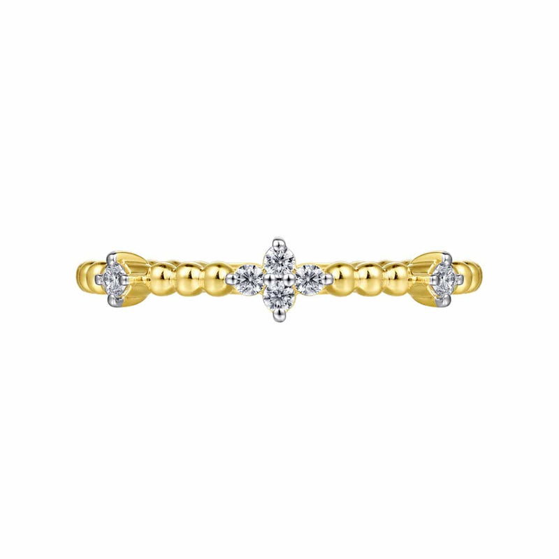 14K Yellow Gold Diamond Station Bujukan Ring - LR52159Y45JJ-Gabriel & Co.-Renee Taylor Gallery