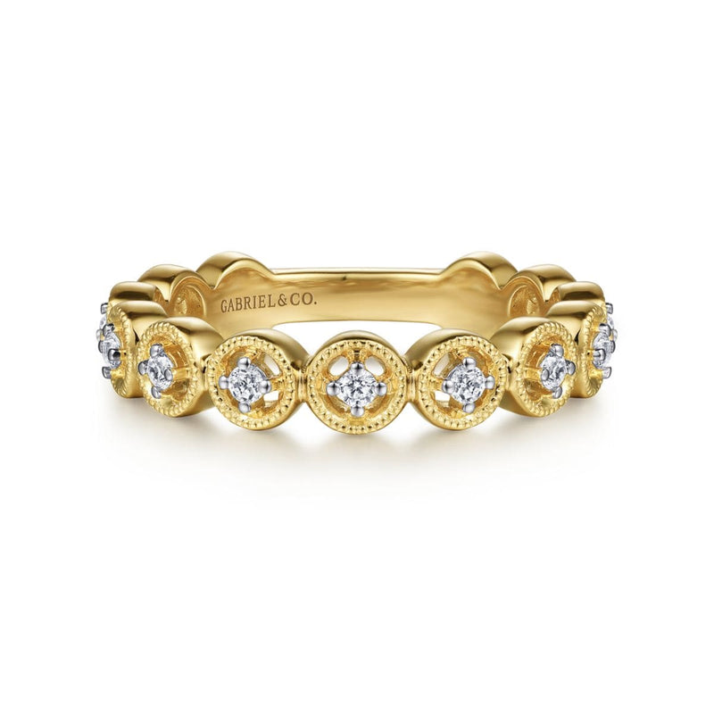 14K Yellow Gold Floating Diamond Station Ring - LR52170Y45JJ-Gabriel & Co.-Renee Taylor Gallery