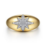 14K Yellow Gold Domed Diamond Star Ring - LR52181Y45JJ-Gabriel & Co.-Renee Taylor Gallery