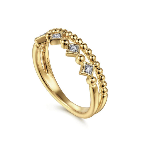 14K Yellow Gold Bujukan Stackable Diamond Ring - LR52233Y45JJ-Gabriel & Co.-Renee Taylor Gallery