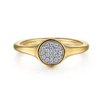 14K Yellow Gold Diamond Pavé Mini Signet Ring - LR52238Y45JJ-Gabriel & Co.-Renee Taylor Gallery