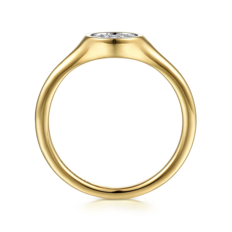 14K Yellow Gold Diamond Pavé Mini Signet Ring - LR52238Y45JJ-Gabriel & Co.-Renee Taylor Gallery