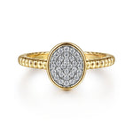 14K Yellow Gold Diamond Pavé Oval Ring - LR52239Y45JJ-Gabriel & Co.-Renee Taylor Gallery