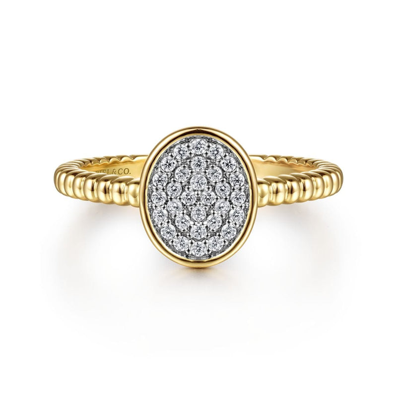 14K Yellow Gold Diamond Pavé Oval Ring - LR52239Y45JJ-Gabriel & Co.-Renee Taylor Gallery