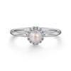 14K White Gold Pearl Ring with Diamond Halo - LR52419W45PL-Gabriel & Co.-Renee Taylor Gallery