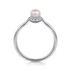 14K White Gold Pearl Ring with Diamond Halo - LR52419W45PL-Gabriel & Co.-Renee Taylor Gallery