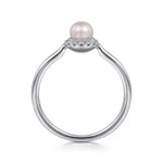 14K White Gold Pearl Ring with Diamond Halo - LR52419W45PL-Gabriel & Co.-Renee Taylor Gallery