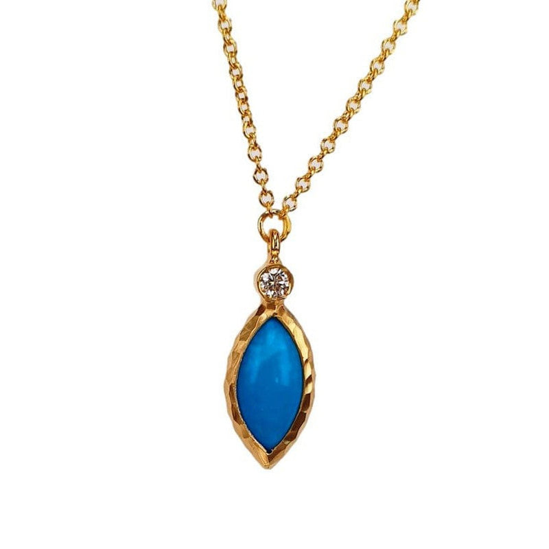 14K Gold Turquoise & Diamond Necklace - M8548-Marika-Renee Taylor Gallery