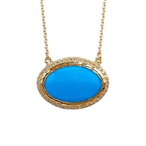 14K Gold Turquoise & Diamond Necklace - M8566-Marika-Renee Taylor Gallery