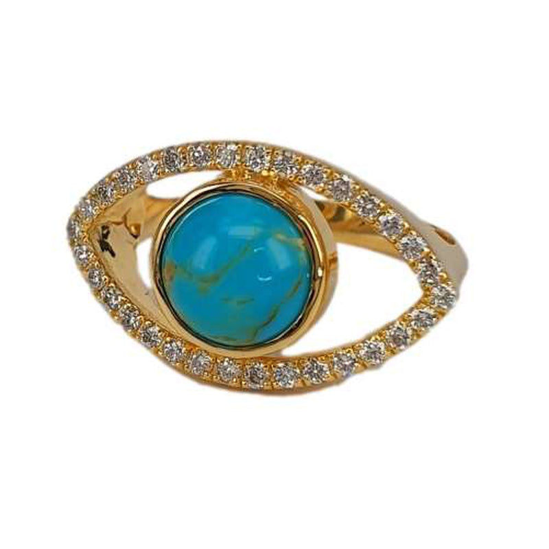 14K Gold & Diamond Turquoise Ring - M8992-Marika-Renee Taylor Gallery