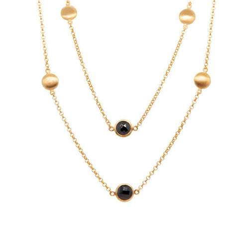 Moon Black Spinel 36" 24K Gold Vermeil Necklace-Joyla-Renee Taylor Gallery