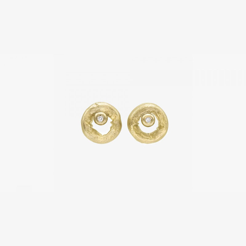 Handcrafted Gold Lobe Earrings with Diamond - MO2078-Misani Milano-Renee Taylor Gallery