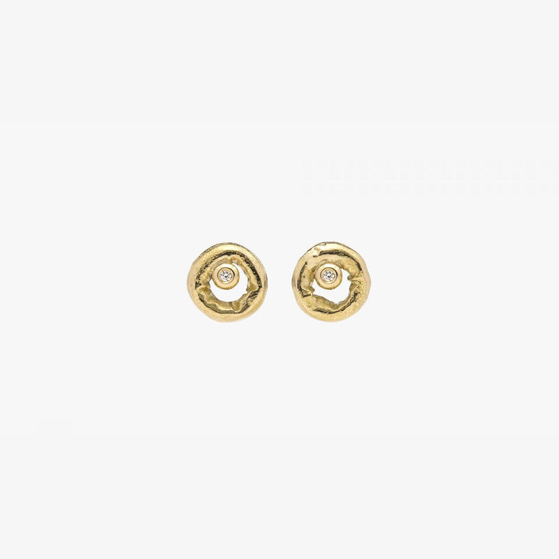 Handcrafted Gold Lobe Earrings with Diamond - MO2079-Misani Milano-Renee Taylor Gallery