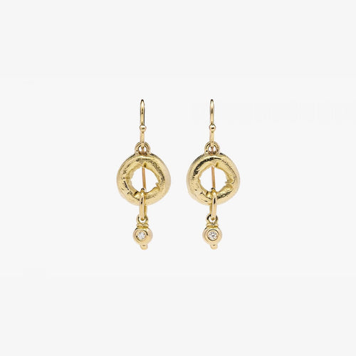 Handcrafted Gold Pendant Earrings with Diamond - MO2080-Misani Milano-Renee Taylor Gallery