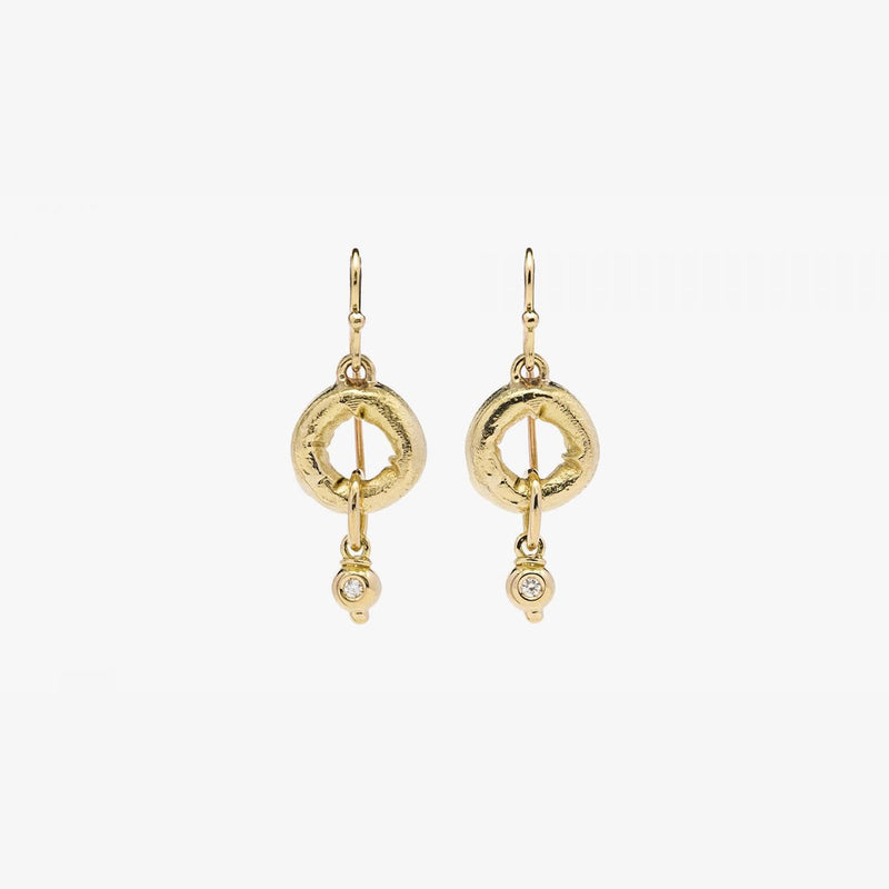 Handcrafted Gold Pendant Earrings with Diamond - MO2080-Misani Milano-Renee Taylor Gallery