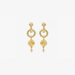 Handcrafted Gold Pendant Earrings, Citrine Quartz and Diamonds - MO2081-Misani Milano-Renee Taylor Gallery