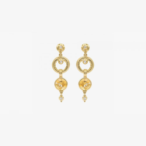 Handcrafted Gold Pendant Earrings, Citrine Quartz and Diamonds - MO2081-Misani Milano-Renee Taylor Gallery