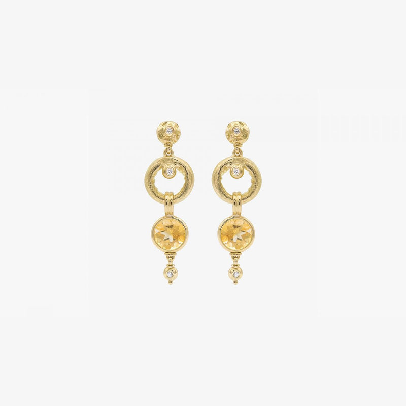 Handcrafted Gold Pendant Earrings, Citrine Quartz and Diamonds - MO2081-Misani Milano-Renee Taylor Gallery