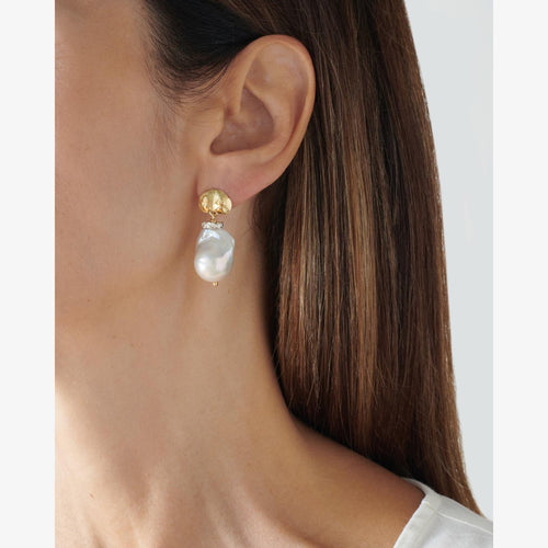 Handmade Gold Earrings with Baroque Pearl - MO2085-Misani Milano-Renee Taylor Gallery