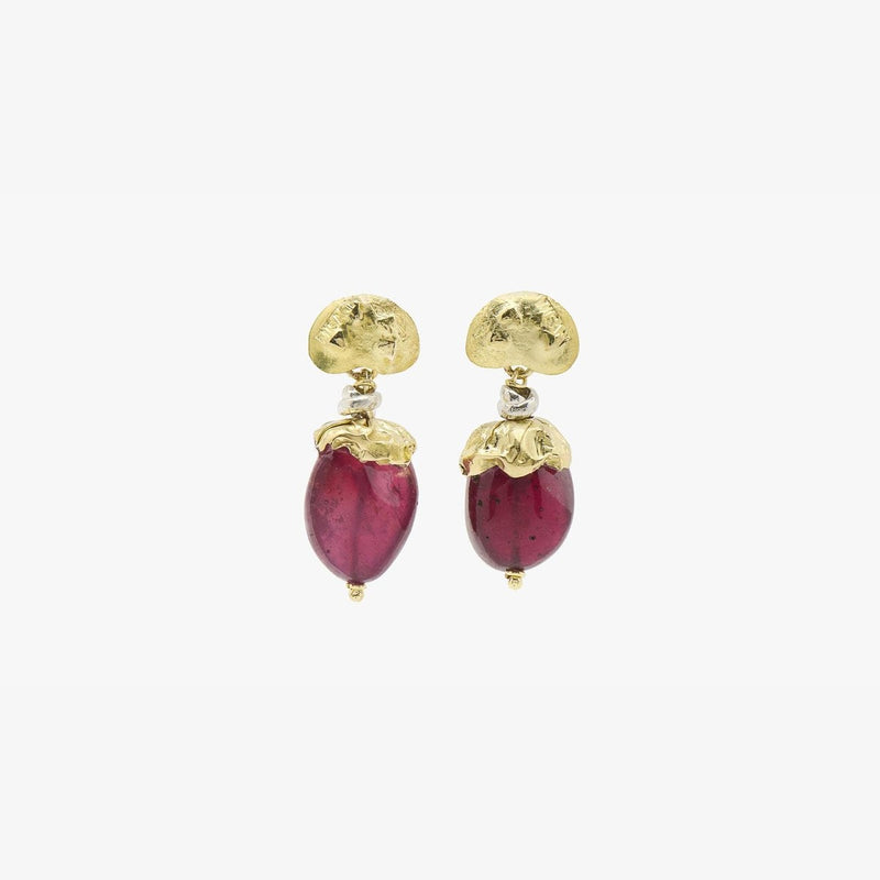 Handcrafted 18kt Gold Pendant Earrings with Rubies - MO2091RU-Misani Milano-Renee Taylor Gallery