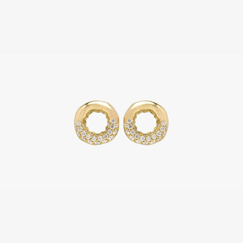 18kt Yellow Gold Earrings with Semi Pavé of White Diamonds - MO2093HP-Misani Milano-Renee Taylor Gallery