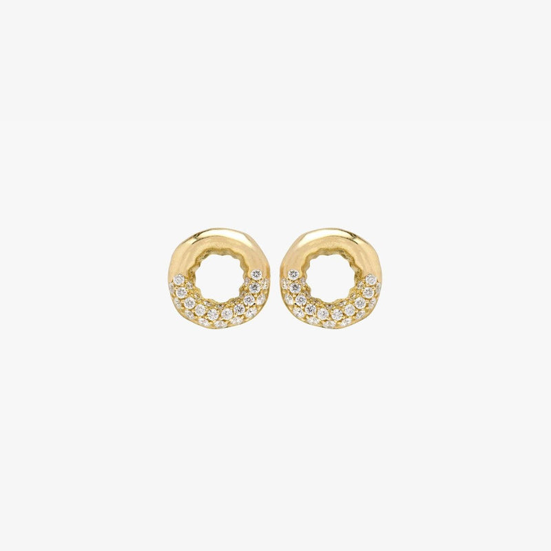 18kt Yellow Gold Earrings with Semi Pavé of White Diamonds - MO2093HP-Misani Milano-Renee Taylor Gallery