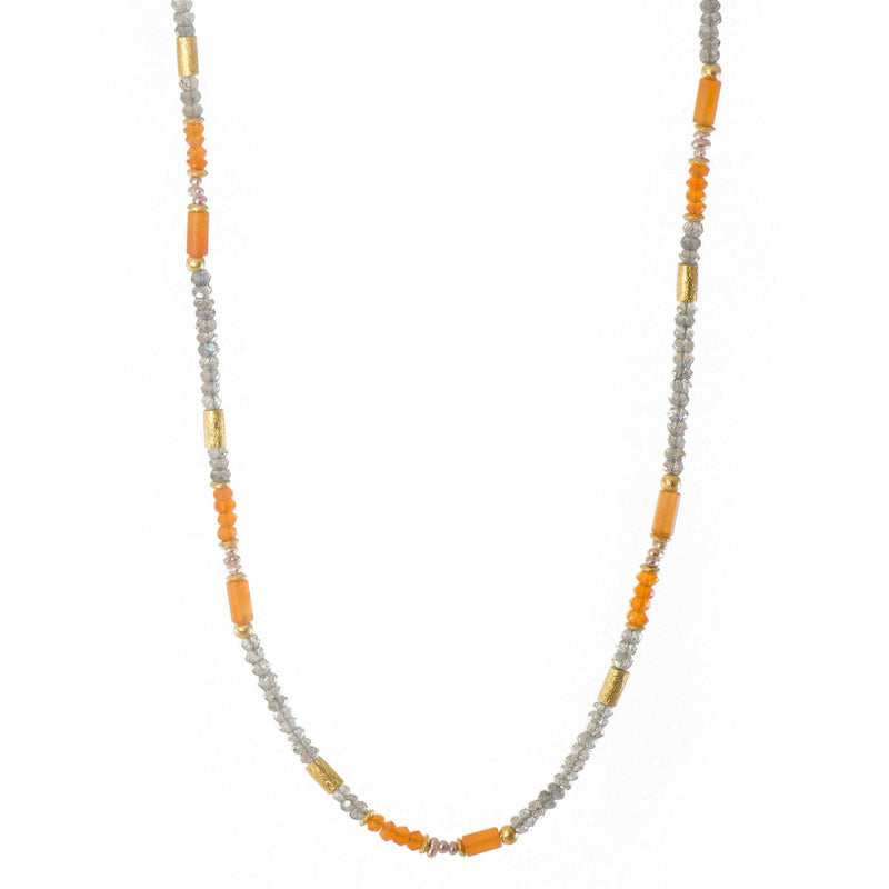 Labradorite & Carnelian 24K Gold Vermeil Neckalce-Joyla-Renee Taylor Gallery