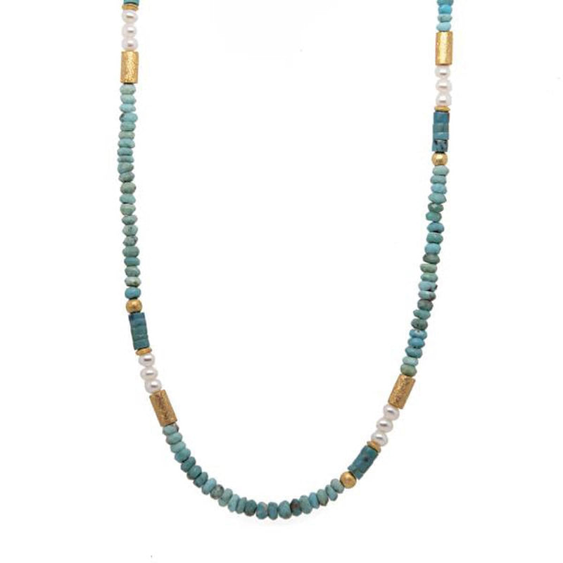 Turquoise And White Pearls Necklace-Joyla-Renee Taylor Gallery