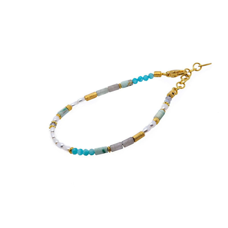 3mm, Pearl, Labradorite, Chrysocolia, Opalite 24K Gold Vermeil Bracelet-Joyla-Renee Taylor Gallery