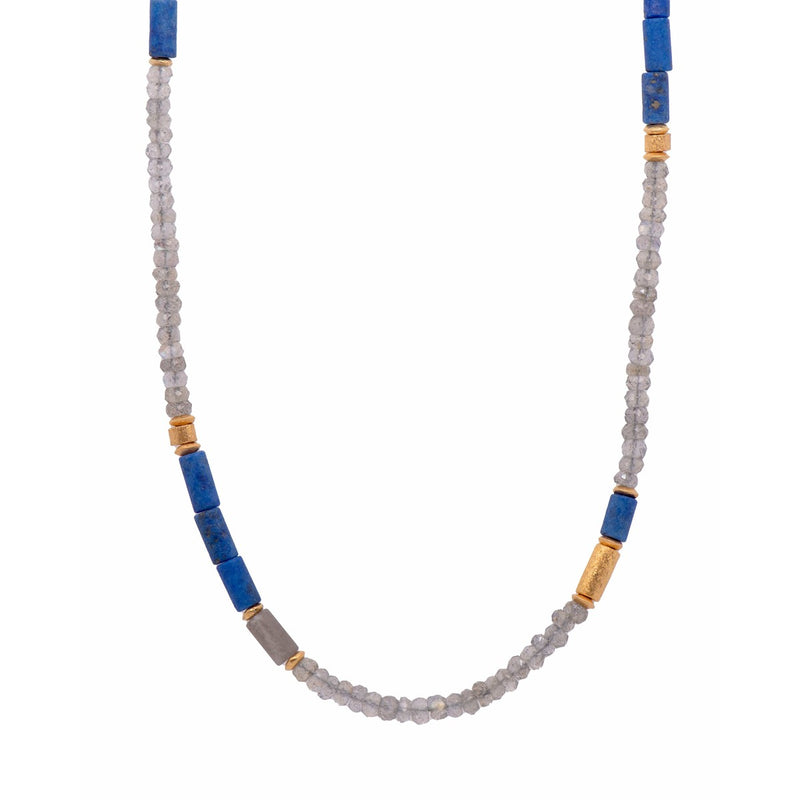 Labradorite/Lapis 24K Gold Vermeil Necklace-Joyla-Renee Taylor Gallery