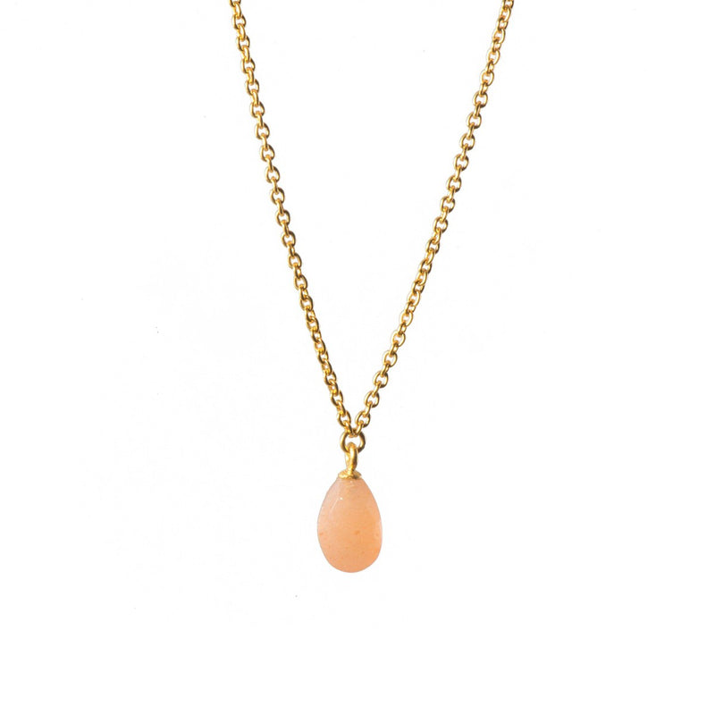 3mm Labradorite & Peach Moonstone Pendant 24K Gold Vermeil Necklace-Joyla-Renee Taylor Gallery