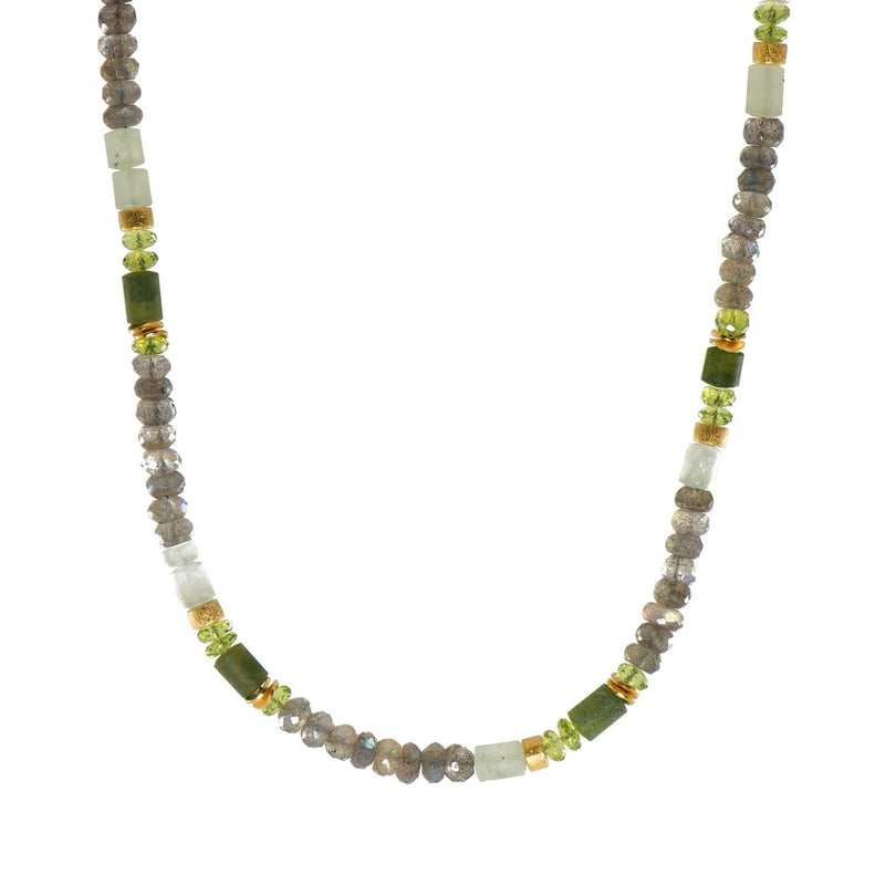 5mm Labradorite, Peridot & Prehnite 24K Gold Vermeil Necklace-Joyla-Renee Taylor Gallery