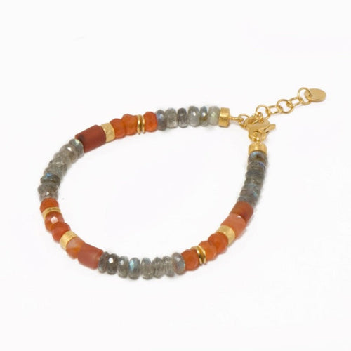 5mm Labradorite & Carnelian 24K Gold Vermeil Bracelet-Joyla-Renee Taylor Gallery